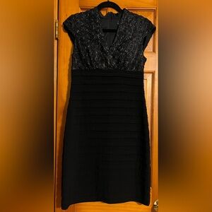 R&M Richards Black Textured Strapless Dress